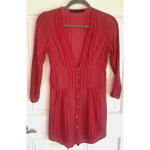 Vix Paula Hermanny Swim Cover Women's Size XS Red Chemise Vacation Beach Boho